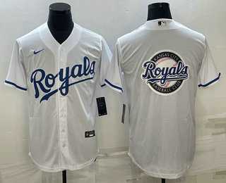 Men%27s Kansas City Royals Big Logo White Stitched MLB Cool Base Nike Jersey->kansas city royals->MLB Jersey